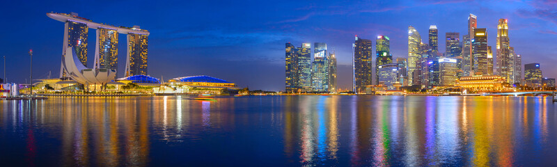 Fototapeta na wymiar Panorama Singapore Marina bay Downtown