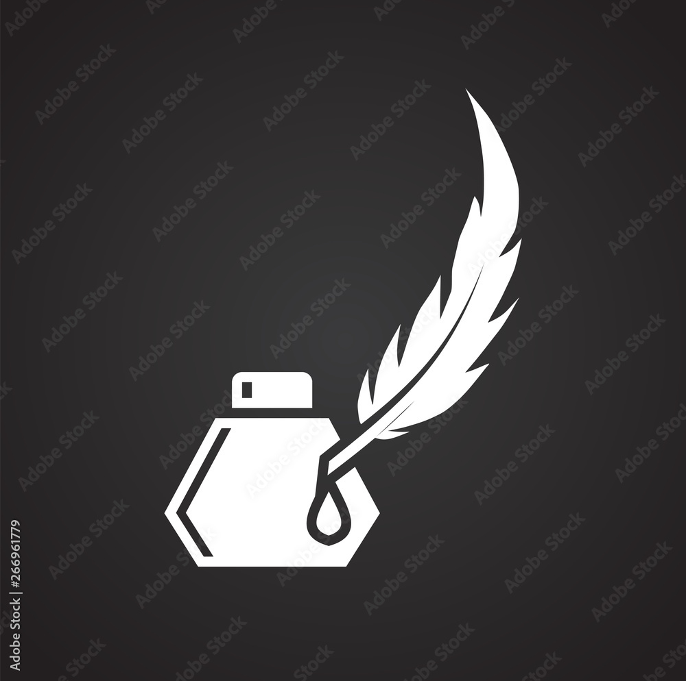 Poster feather icon on background for graphic and web design. simple vector sign. internet concept symbol f