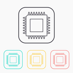 vector outline icon of microchip
