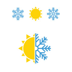 snowflake and sun icon vector illustration