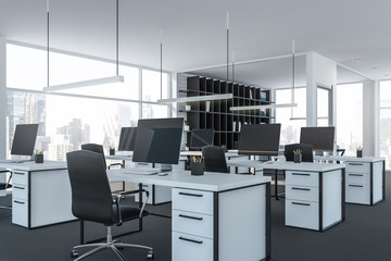 Corner of white open space office