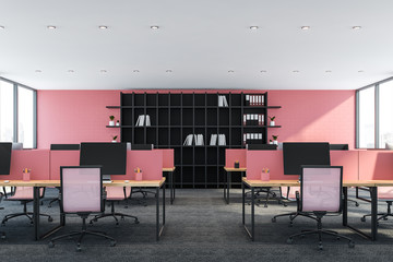 Pink open space office interior