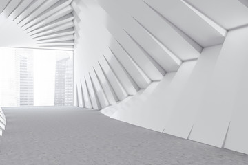 Empty white futuristic hall of office building