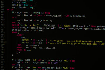 concept of sql database code on computer monitor