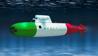 Fototapeta na wymiar Submarine of Italian Navy, concept. 3D rendering