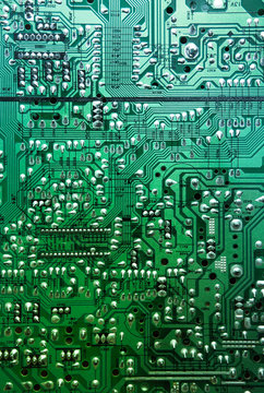 Macro shot of the back side of a circuit board