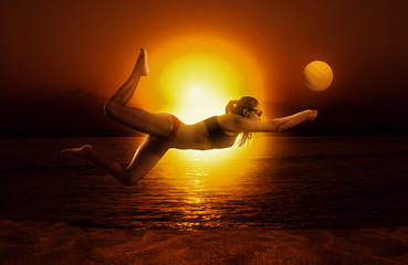 Volley ball beach player