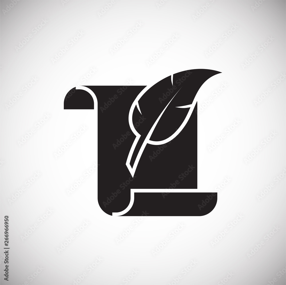 Poster feather icon on background for graphic and web design. simple vector sign. internet concept symbol f