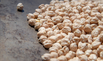 Dried Chickpeas Macro Background. Healthy / vegan concept.