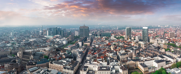 Fototapeta na wymiar Aerial view of central Brussels, Belgium