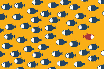 Think differently - Being different, standing out from the crowd -The graphic of fish also represents the concept of individuality , confidence, uniqueness, innovation, creativity.