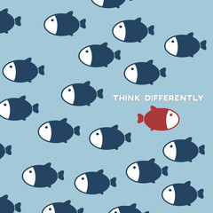 Think differently - Being different, standing out from the crowd -The graphic of fish also represents the concept of individuality , confidence, uniqueness, innovation, creativity.