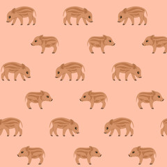 Cartoon boar - simple trendy pattern with boar. Cartoon vector illustration for prints, clothing, packaging and postcards. 
