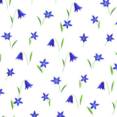 Bell flower - trendy pattern with flowers. Simple colored illustration for prints, clothing, packaging and postcards. 
