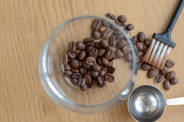 coffee beans in a glass