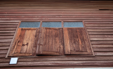 wood window exterior old Thai home style