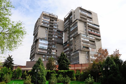 Soviet era residential building in Almaty, Kazakhstan
