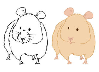 Illustration for coloring book of little hamster on white background. Vector art of small cute rodent good for decoration of book, phone case or sketchbook cover.