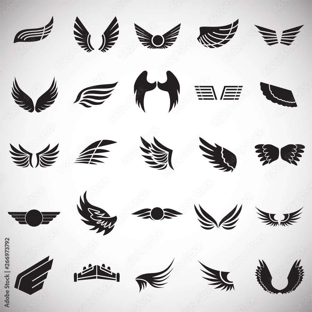 Poster wings icons set on white background for graphic and web design. simple vector sign. internet concept