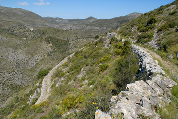 Historic Mozarabic mule trail in the Vall de Laguart, Alicante Province, Spain.  The stepped tracks are now a popular hiking route. 