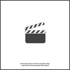 Vector clapper for movie on white isolated background.