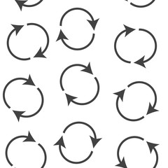 Icon circulating.Reset button, reload icon. Vector circulatin seamless pattern on a white background.