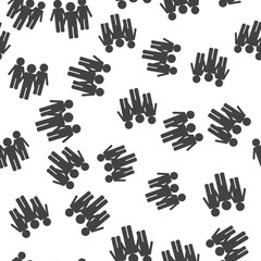 Crowd. A lot of people. Group of people vector seamless pattern on a white background.