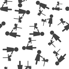 Mother and baby vector icon. Baby care room symbol. Mother and child room vector seamless pattern on a white background.