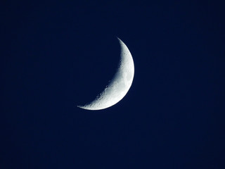 Obraz na płótnie Canvas a rising quarter moon in the dark blue evening sky