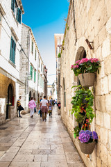 Flowers at the beginning of spring in the beautiful alleys of the old town of Dubrovnik