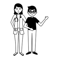 woman doctor and boy