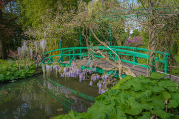 Giverny, France - 05 07 2019: The gardens of Claude Monet in Giverny. The nympheas