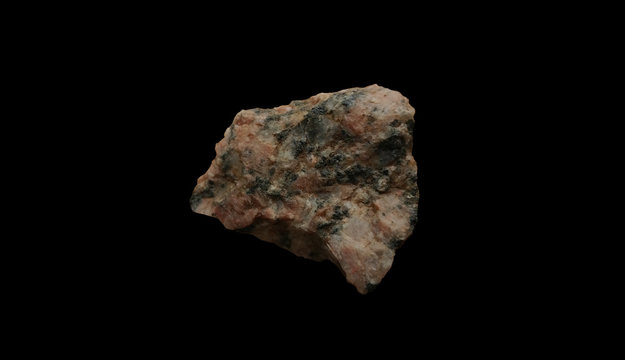 Pink Granite Rock isolated on black