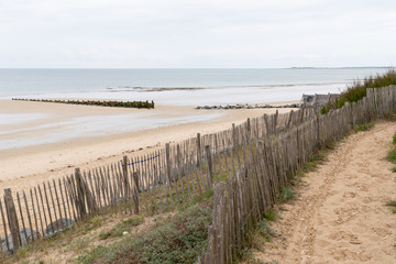 Fototapeta na wymiar Panorama landscape of sand dunes system on beach in Re Island in france south west