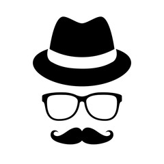 Retro man portrait with hat and glasses