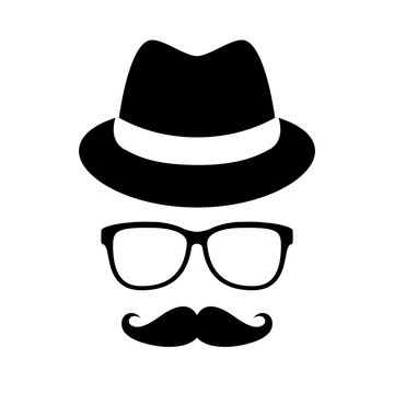 Retro man portrait with hat and glasses