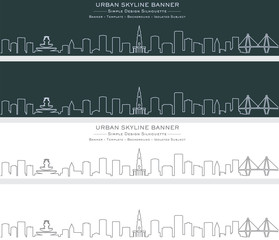 Obraz premium Jednoliniowy baner panoramiczny Charleston