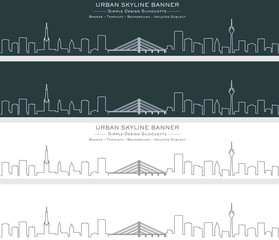 Obraz premium Dusseldorf Single Line Skyline Banner