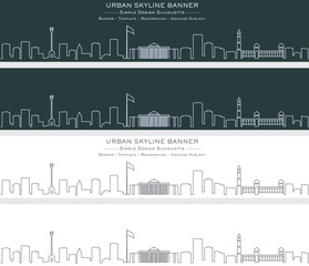 Naklejka premium Dushanbe Single Line Skyline Banner