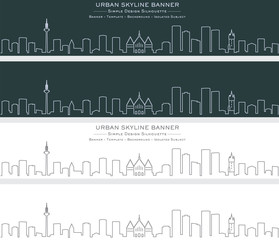 Naklejka premium Frankfurt Single Line Skyline Banner