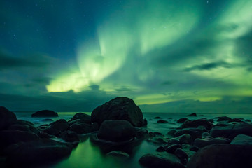 Norway, Lofoten Islands, Eggum, Northern lights