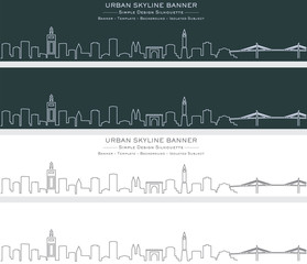 Naklejka premium Tunis Single Line Skyline Banner