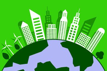 Green cities landscape. eco friendly concept. earth day and world environment day. paper art. vector illustration.