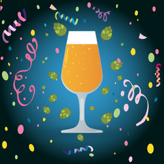 Beer glass with confetti, Oktoberfest celebration concept