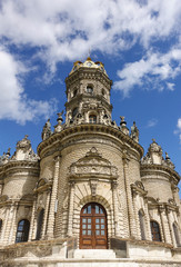 Fototapeta premium Exterior view to Church of Sign of Blessed Virgin in Dubrovitsy Znamenskaya church in Podolsk Moscow region, Russia