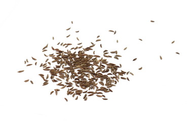 Cumin seeds or caraway isolated on white background