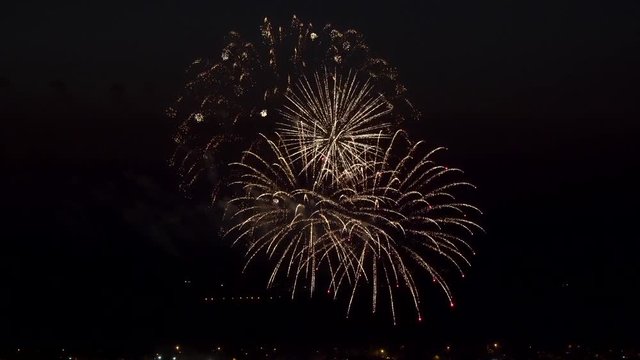 the fireworks in the night sky