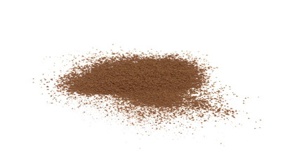 Pile cocoa powder isolated on white background.