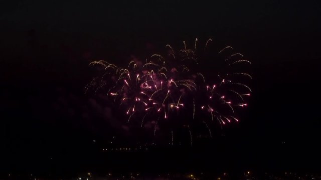 the fireworks in the night sky