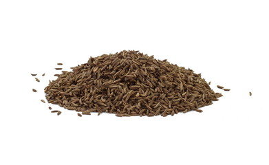 Cumin seeds or caraway isolated on white background
